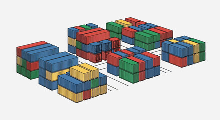 Colorful building blocks arranged in various abstract shapes.