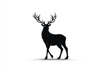 Naklejka premium Silhouette of a majestic stag with large antlers in minimalist design