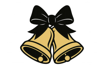 Golden christmas bells illustration with black bow celebrating holiday season, winter festivities, and joyful events