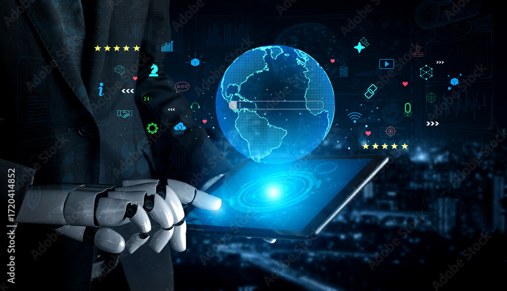 Poster an ai powered global search engine for finding worldwide information and online services. an ai conc