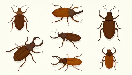 Diverse assortment of illustrative beetle varieties