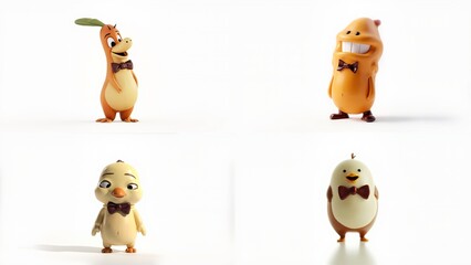 Obraz premium A series of six images chicken in different poses background design depth frame gesture backgrounds emotion illustration creative expression layers movement figure scene motion style