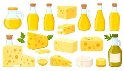 Diverse Collection of Cheeses and Dairy Products