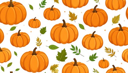 Autumnal pumpkin and leaf pattern design for fall