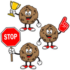 Cookie Mascot Set 05, Hand Drawn illustrations of Cookie Mascots in various poses.