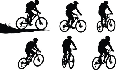 biking, bike, bicycle, sport, silhouette, man, action, male, recreation, activity, hobby, person, cyclist, sports, mountain biking, trail, extreme sport, outdoor 