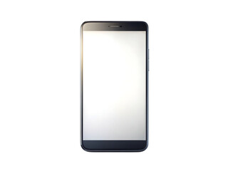 Modern smartphone with a bright cutout png white screen and dark gray casing isolated on a transparent background
