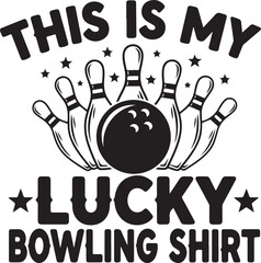 This is my lucky bowling shirt design retro vintage style graphics for apparel and gifts isolated on transparent background