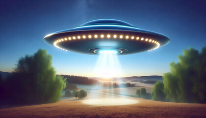 A classic UFO sighting, Ai generated image