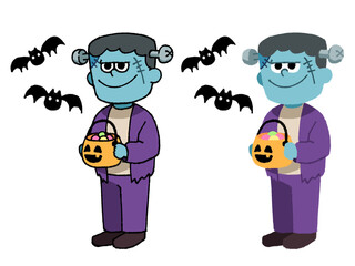 かぼちゃを持つフランケンシュタイン