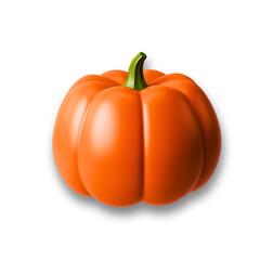 Ripe Pumpkin 3D Render Icon – Realistic Vegetable Illustration Isolated on Transparent Background