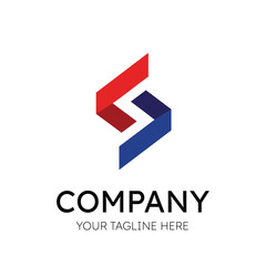 Elegant Abstract Letter S Logo Design in Red and Blue for Business