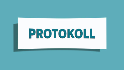 Protokoll (protocol) - A card isolated on light green background.