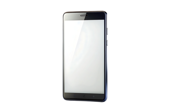 Modern smartphone with a blank cutout png white screen and metallic frame isolated on a transparent background