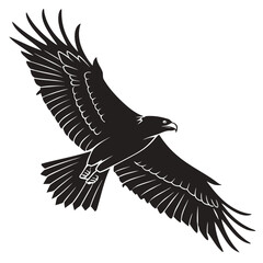 Falcon in flight over water silhouette