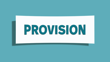 Provision (commission) - A card isolated on light green background.