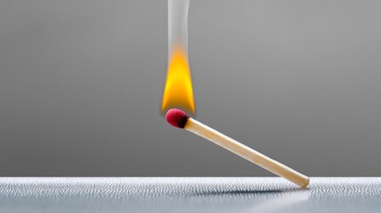 Match is lit and the flame is yellow.