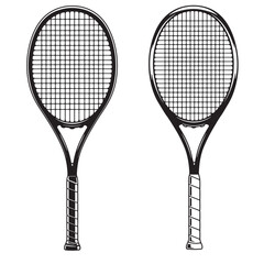 Vector illustration of two detailed tennis rackets isolated on white background