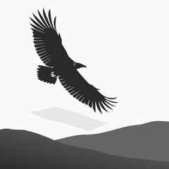 Obraz premium Eagle soaring over valley silhouette