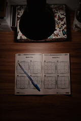 Close-Up of a Sudoku Puzzle on a Desk