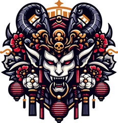 Japanese_Demon_Mask_Illustration_–_Oni_Face_with_Horns,_Red_Eyes,_Skulls