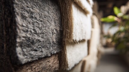 Detailed medium shot of sustainable shade materials made from repurposed fibers capturing texture contrast with softly defocused surroundings.