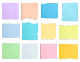 Fototapeta premium Colored paper torn edges set