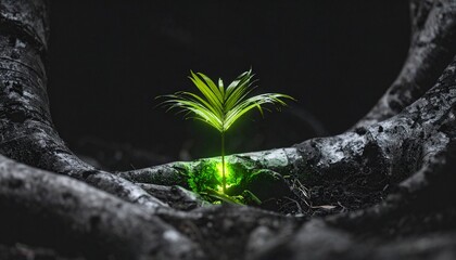 A Tiny Sprout of Hope Emerging from Darkness A Symbol of Resilience and New Beginnings