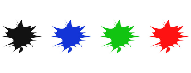 abstract splash shape icon set, paint splash and burst symbol