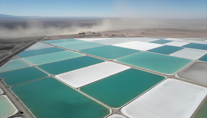 Aerial View of Lithium Salt Flat Mine in South America