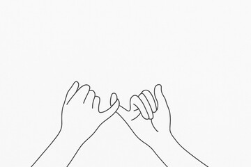 Two hands making pinky promise gesture on white background