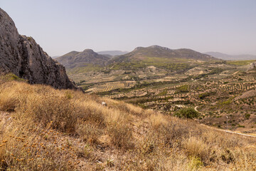 View from Acrocorinth (acropolis of ancient Corinth), Greece