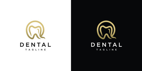 Monogram letter Q logo design with teeth, design for a luxurious, elegant and simple business.