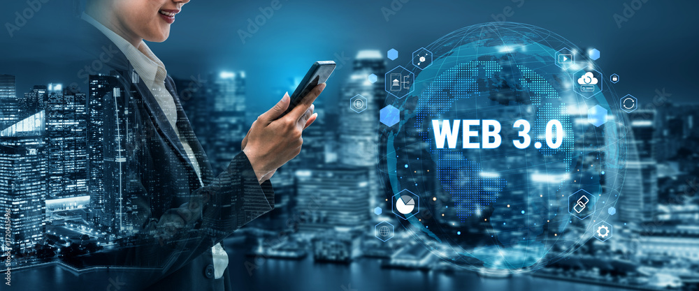 Poster a map of global web 3.0 decentralized applications and services. the ecosystem includes cryptocurren