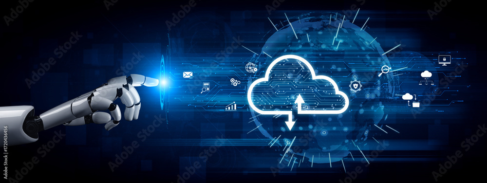 Aufkleber ai artificial intelligence optimizes cloud infrastructure with virtual assistants and intelligent au