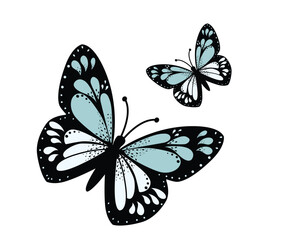 set of blue butterflies positive quote motivational etc fashion prints	