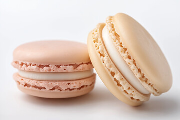 Delicious dessert with vanilla macaron, a sweet and delicate pastry in creamy gourmet flavors.