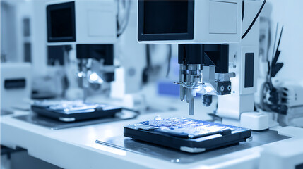 Automated precision machinery operating on electronic components in a laboratory setting