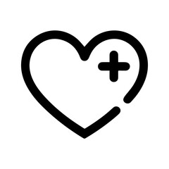 Heart icon with plus sign symbolizing healthcare, love, and wellness - perfect for medical, charity, or health-related designs for a modern aesthetic
