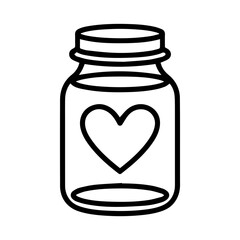 Charming jar with heart, a symbol of affection and care, perfect for expressing love, ideal for minimalist designs and heartfelt messages with a sweet touch