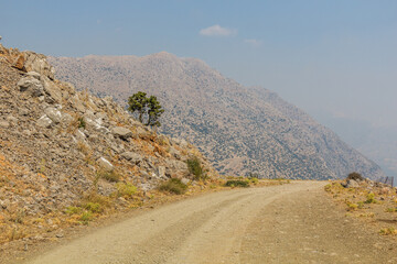 Rural mountain road on Peloponnese peninsula, Greece
