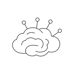 Brain with nodes symbolizing neural connections and networks