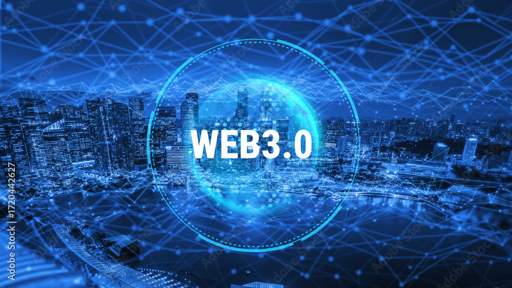Aufkleber the global impact of the web 3.0 next generation internet. a futuristic concept of a worldwide decen