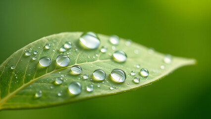 green leaf with water drops