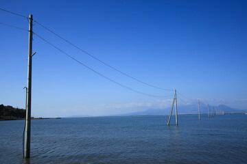 Fototapeta premium 熊本県宇土市 長部田海床路