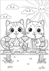 Cat coloring page for kids, children or adulds.