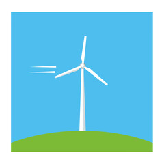 Fototapeta premium Clean energy turbine on green hill generates power, promoting sustainability and environmental responsibility for a brighter future via wind energy solutions