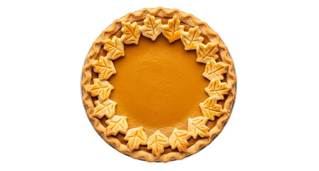 Delicious homemade pumpkin pie recipe for thanksgiving dessert on transparent background