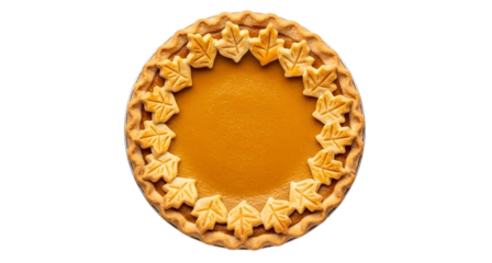 Delicious homemade pumpkin pie recipe for thanksgiving dessert on transparent background