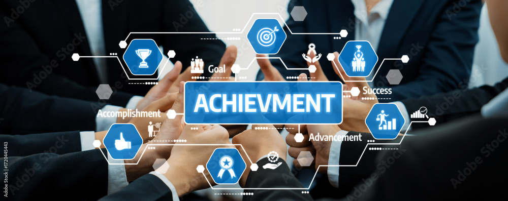 Poster a dynamic representation of teamwork, showcasing hands coming together symbolizing achievement and c